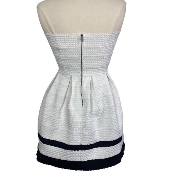 Sans Souci Strapless Mini Dress Small White Black Fit and Flare Preppy Prom - Picture 7 of 10